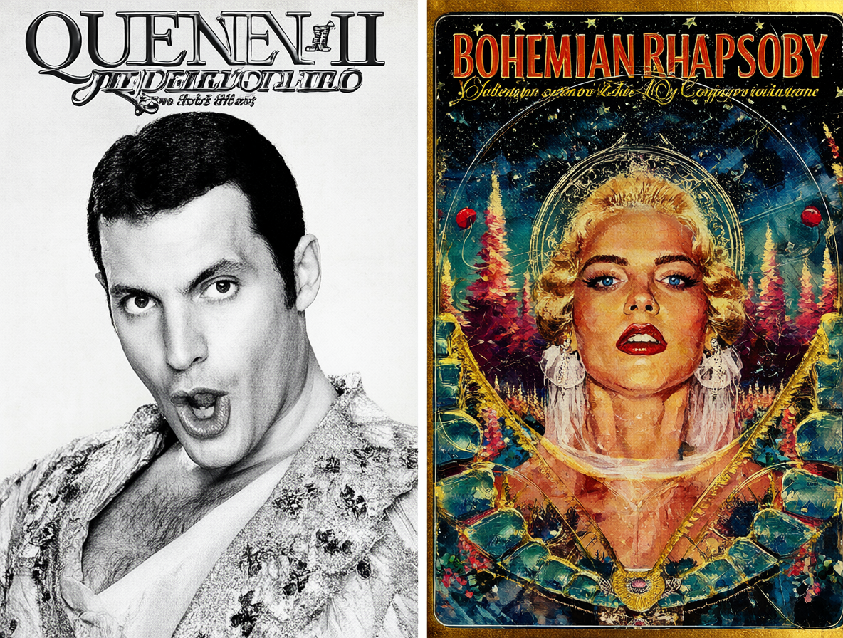 Portadas de Queen II y Bohemian Rhapsody