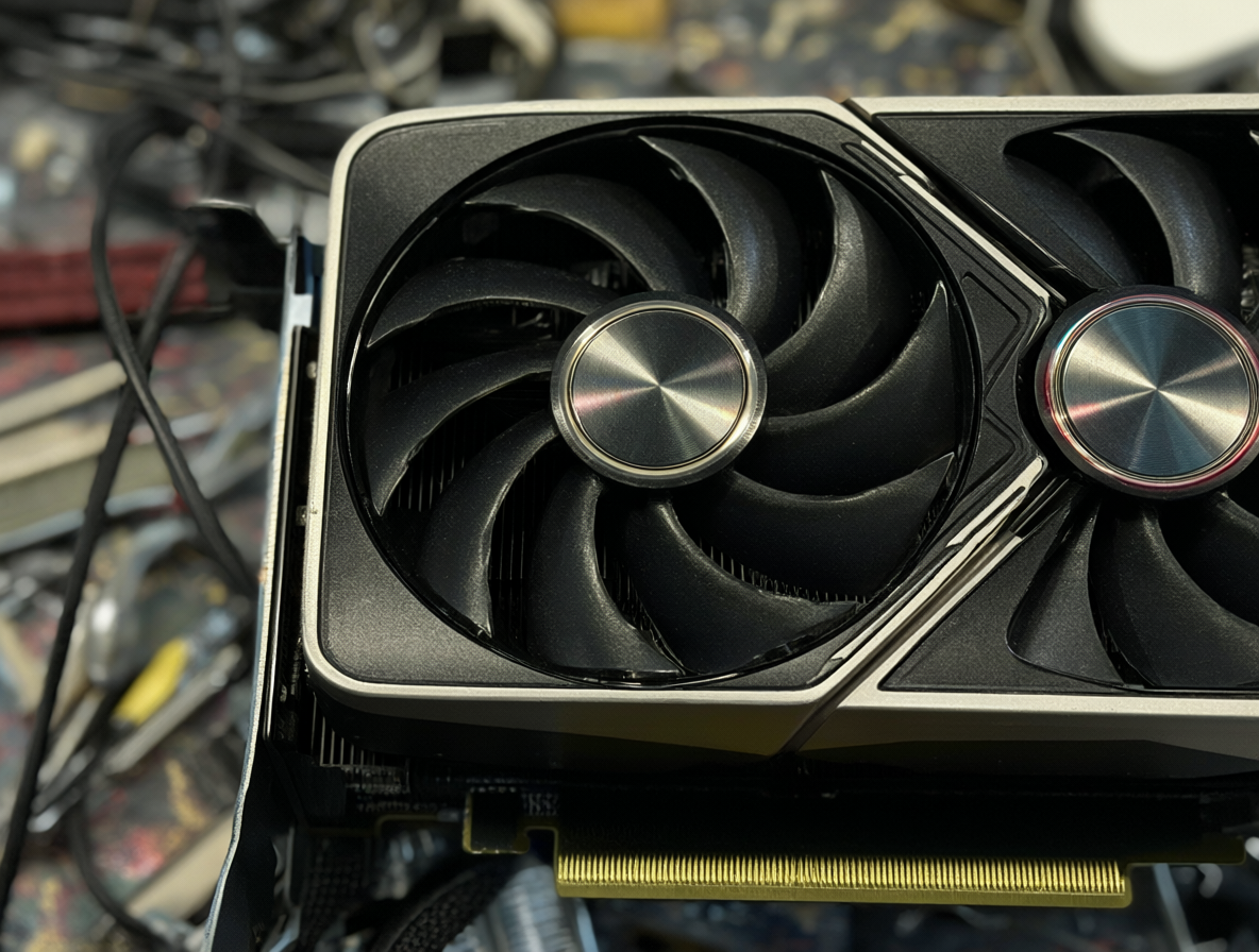 Foto detallada de la tarjeta gráfica EVGA RTX 3090 FTW3 Ultra con su disipador y ventiladores visibles, destacando su diseño robusto.
