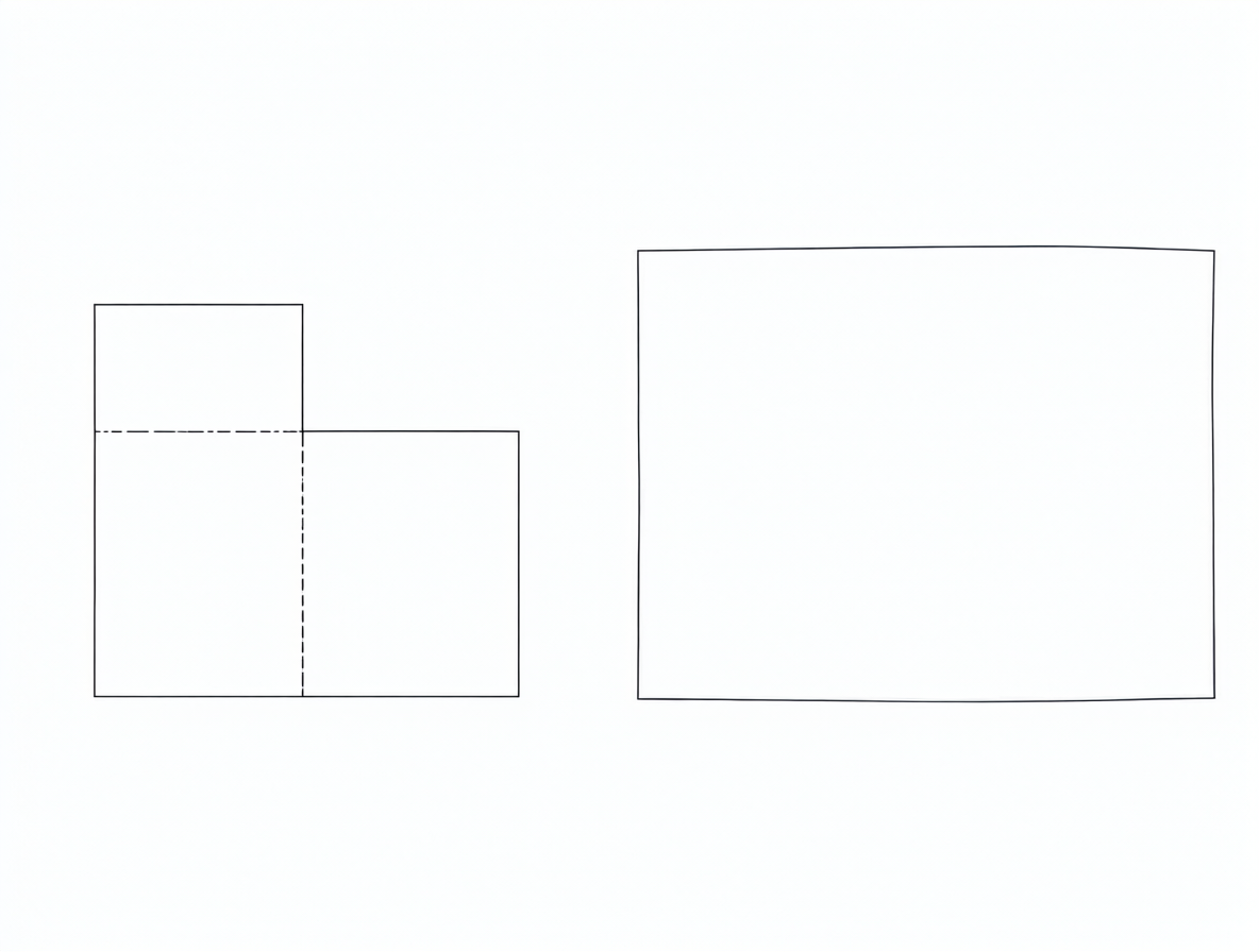 Esquema visual que representa las cuatro posibilidades matemáticas para acomodar imágenes.