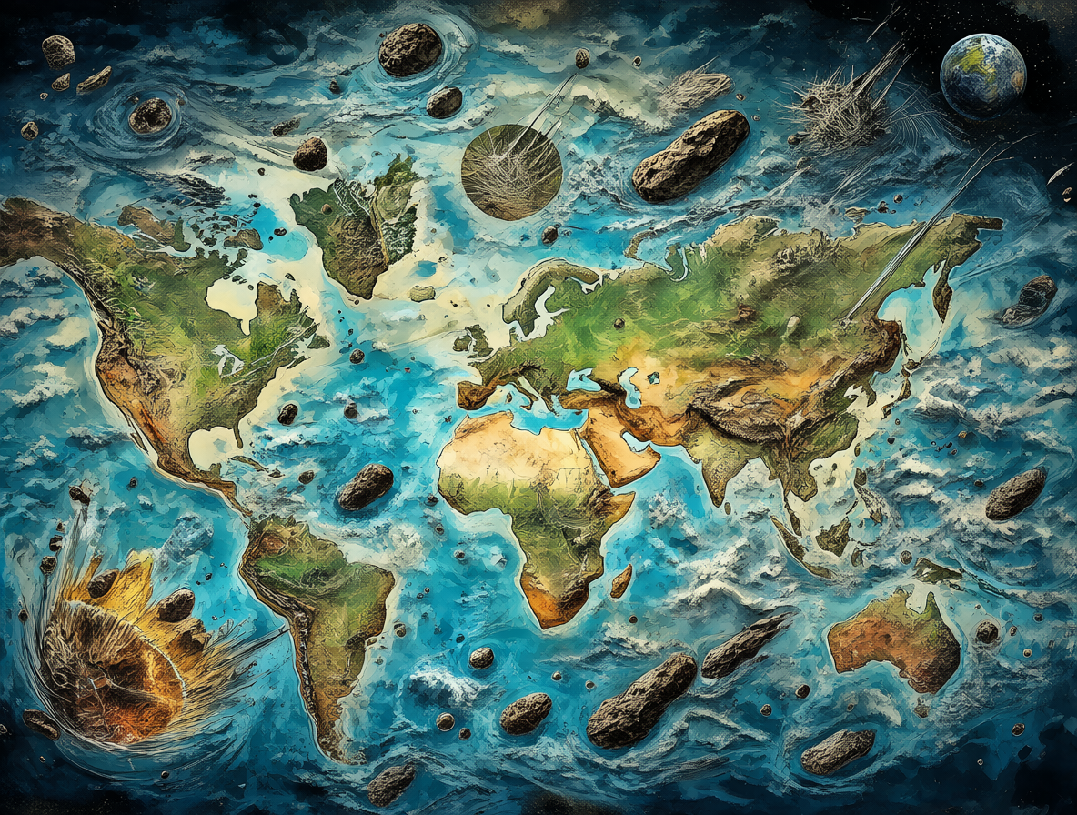 Ilustración científica de eventos geológicos catastróficos
