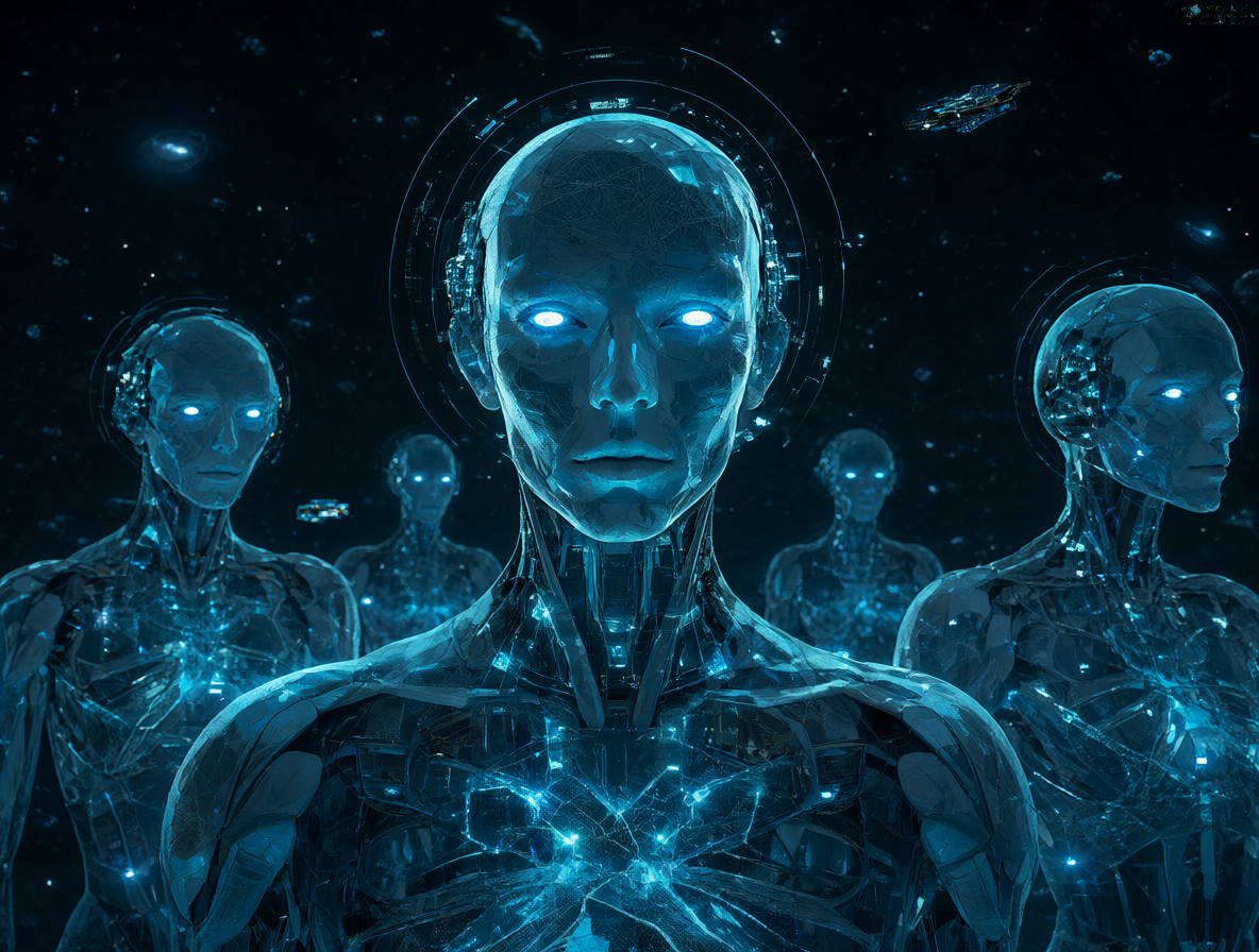 Humanos avanzados usando interfaces neuronales en baja gravedad