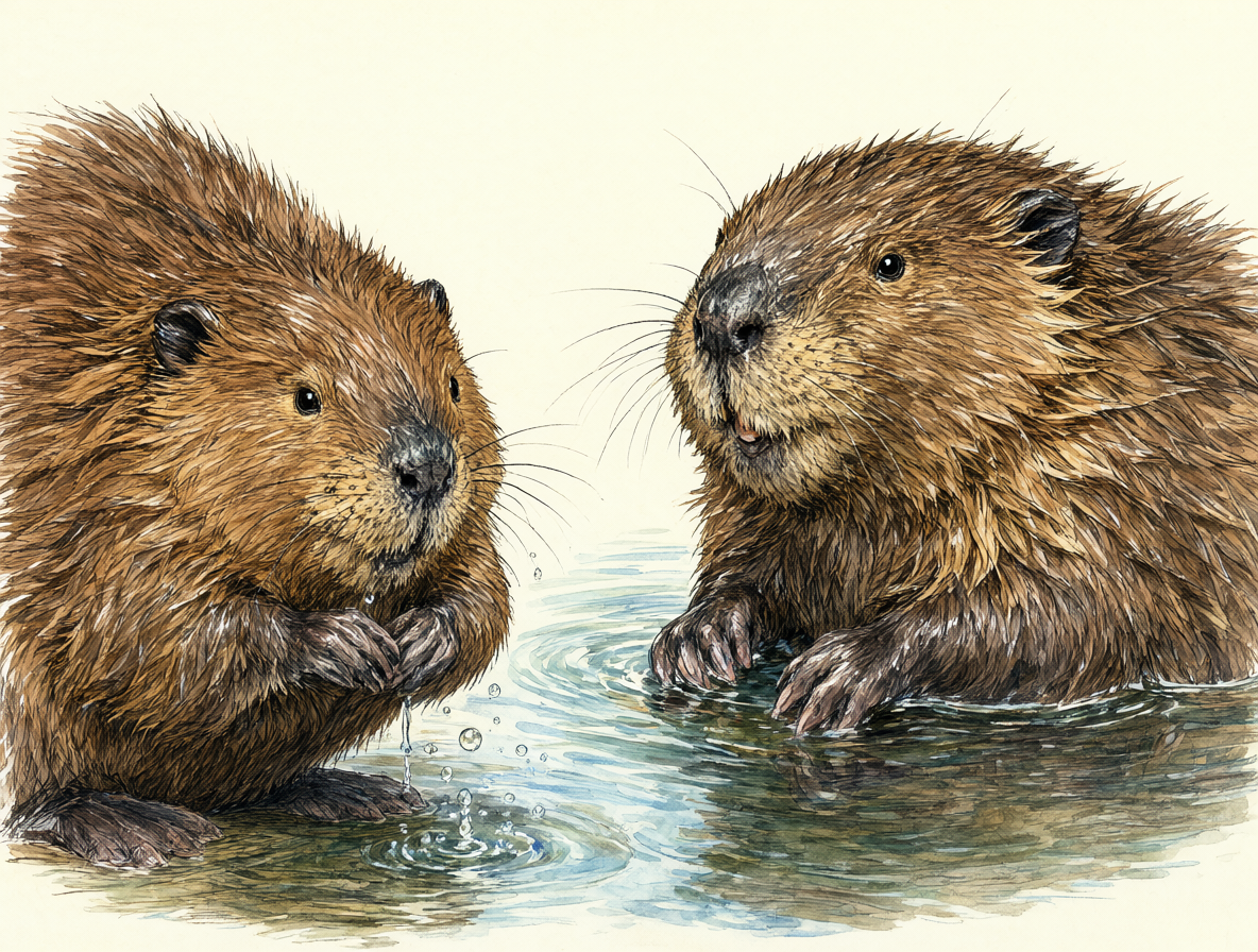 Ilustración mostrando a ambos tipos de castores juntos.