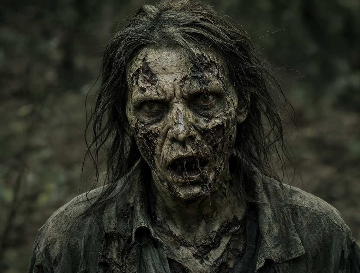 Imagen de Rea en su estado zombie con deterioro físico