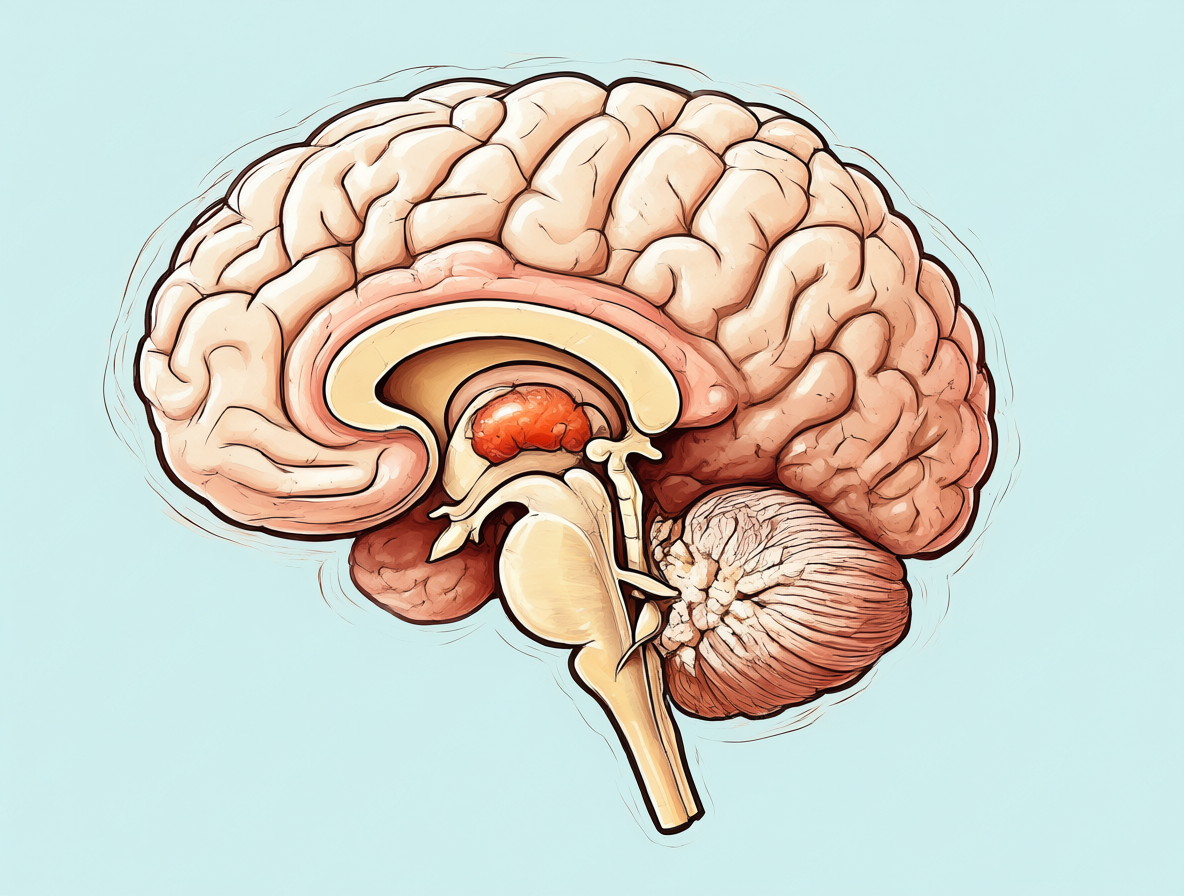 Ilustración dividida de un cerebro humano mostrando el hipocampo dañado.