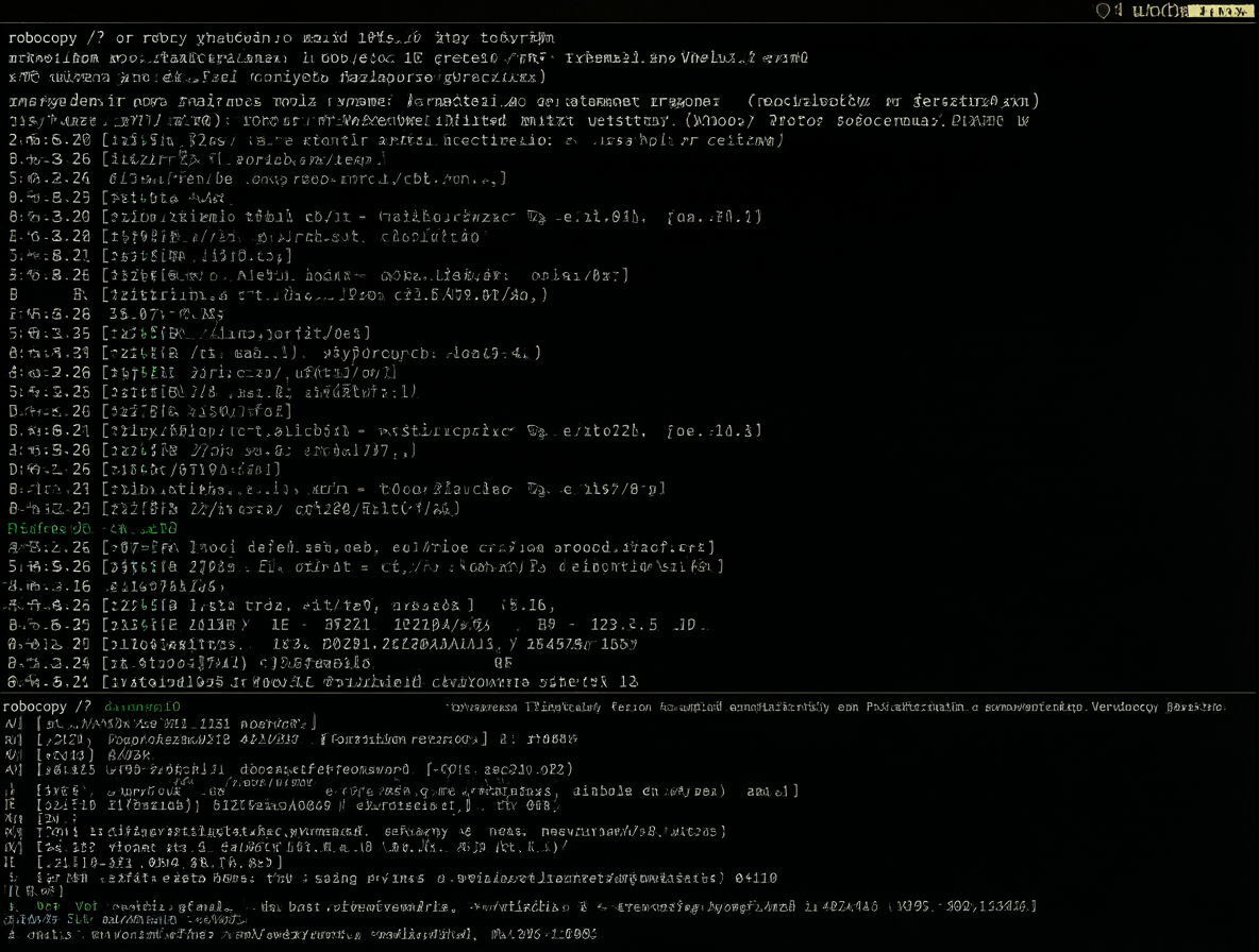 Terminal mostrando el número de versión de Robocopy.