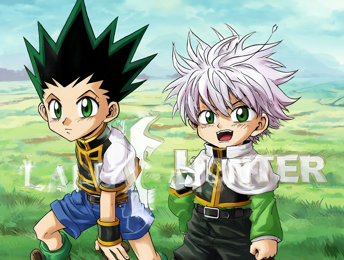 Ilustración de los personajes principales Gon y Killua de Hunter x Hunter
