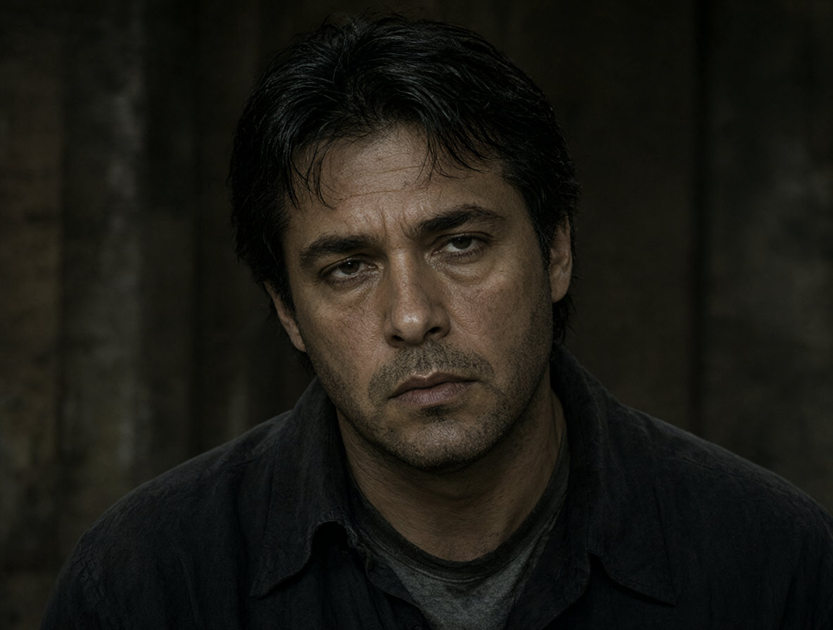 Portrait of a weary Luis Miguel reflecting his later years.