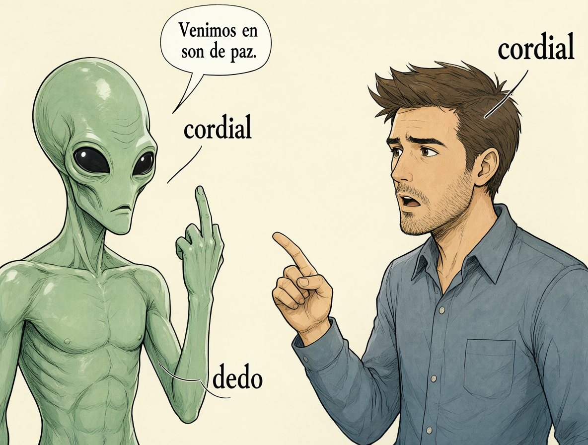 Ilustración del gesto del dedo medio y el debate sobre los saludos cordiales