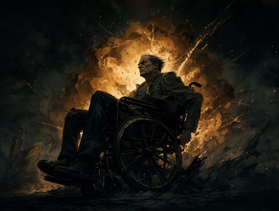 An illustration of the bomb detonating near Gustavo Fring.
