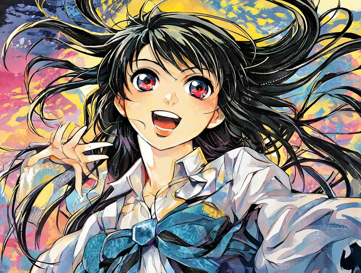 Retrato profesional de la autora manga Nene Azuki con su obra 'Mii-chan to Yamada-san'.