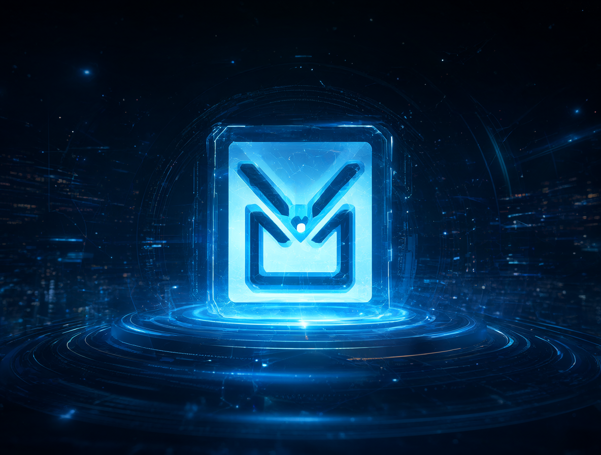 Logo del modelo de IA en una interfaz holográfica junto a una pantalla de televisión.