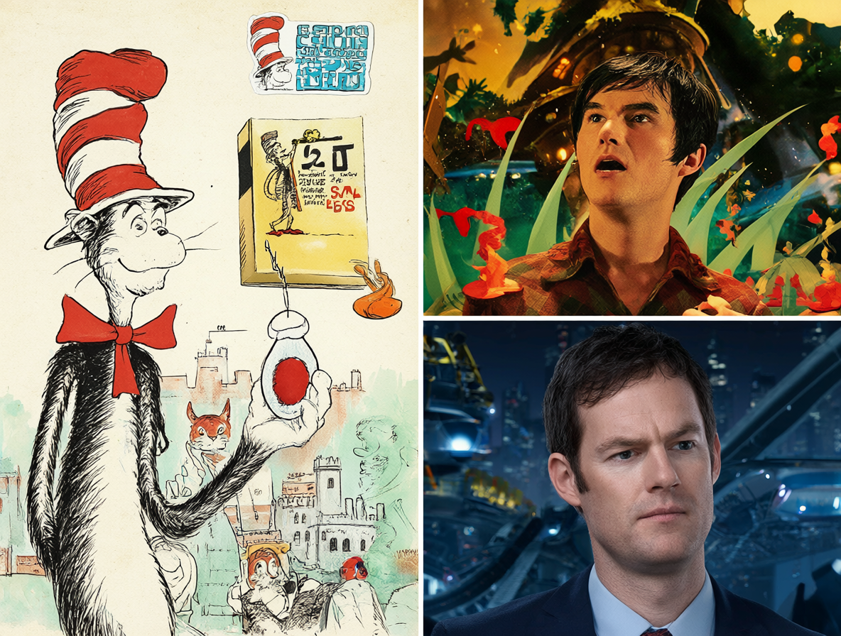 Infografía comparando las cuatro adaptaciones de The Cat in the Hat