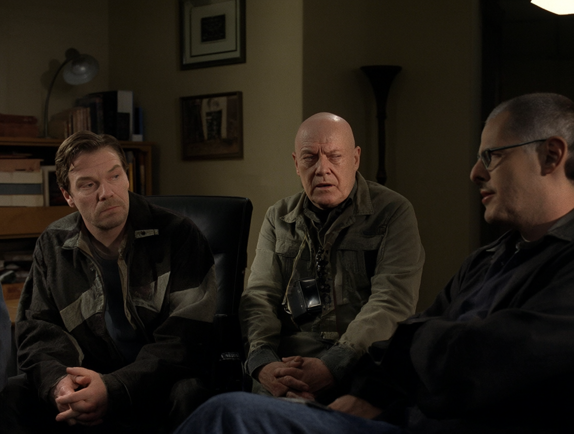 Digital illustration showing Walter White and Jesse Pinkman meeting their new lawyer.