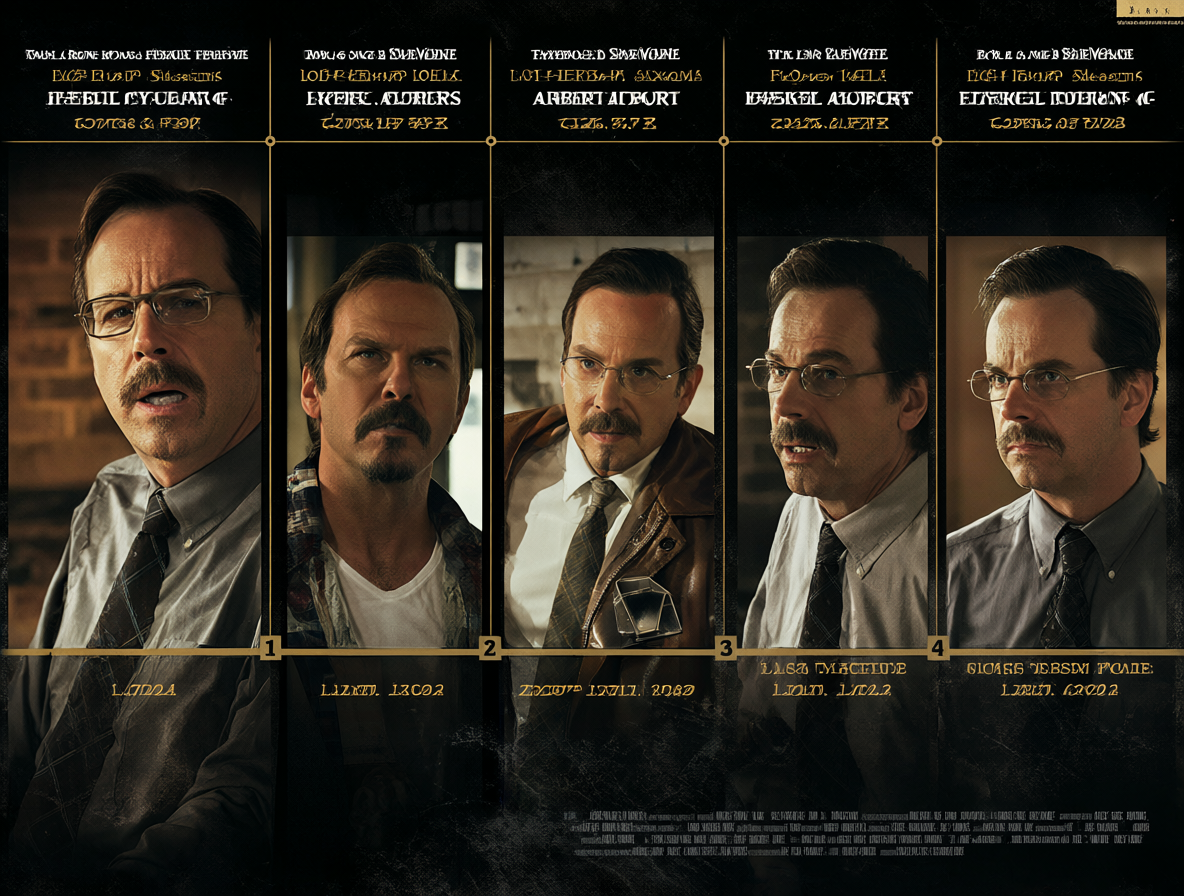 Timeline graphic illustrating the progression of Saul Goodman in the series.
