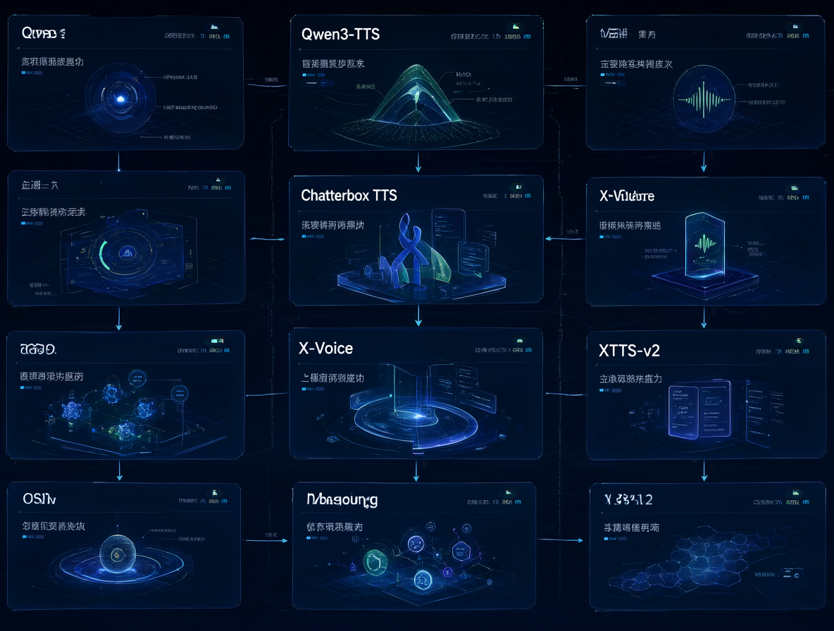 Dashboard mostrando una cuadrícula de herramientas de IA para clonación de voz con sus métricas clave.