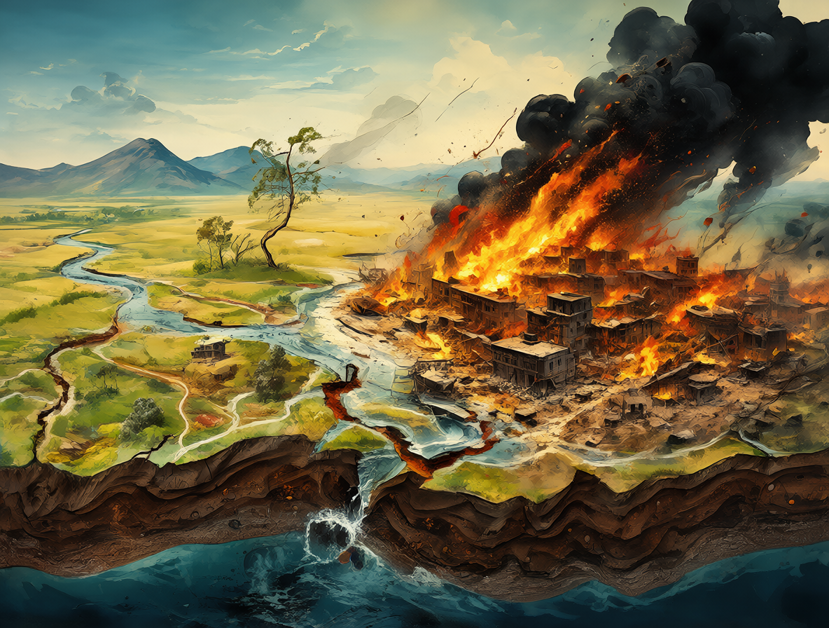 Ilustración del movimiento constante de la Tierra y una película ardiendo