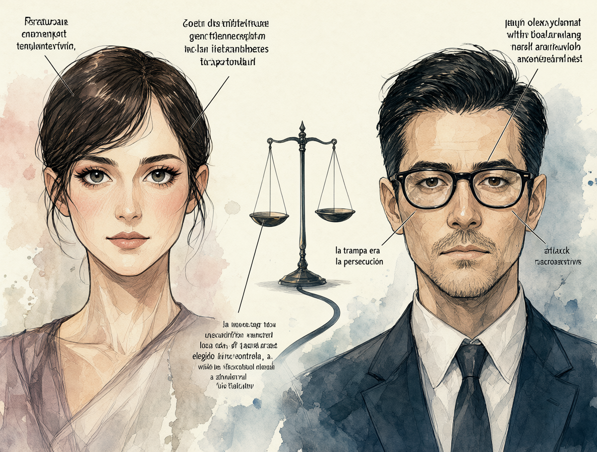 Ilustración conceptual mostrando dos figuras humanas en un entorno abstracto, representando los sesgos cognitivos y la naturaleza del atractivo físico en las relaciones sociales.