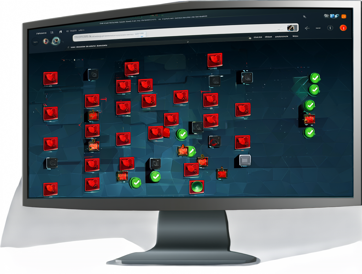 Pantalla de ordenador con una lista de extensiones de navegador y alertas de seguridad visuales.