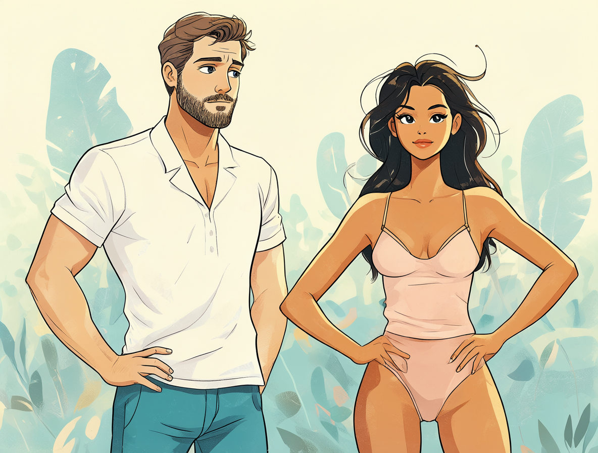 Ilustración de igualdad corporal entre hombre y mujer