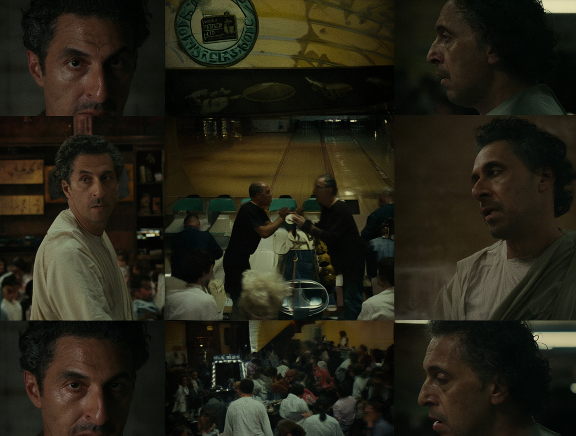 Collage cinematográfico con John Turturro en un bolero y escenas de la película francesa Les Valseuses.