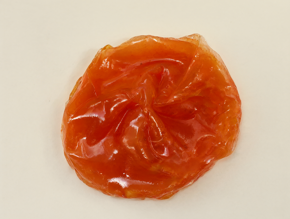 Vista detallada de un envase de plástico hinchado y duro que contiene salsa de tomate.