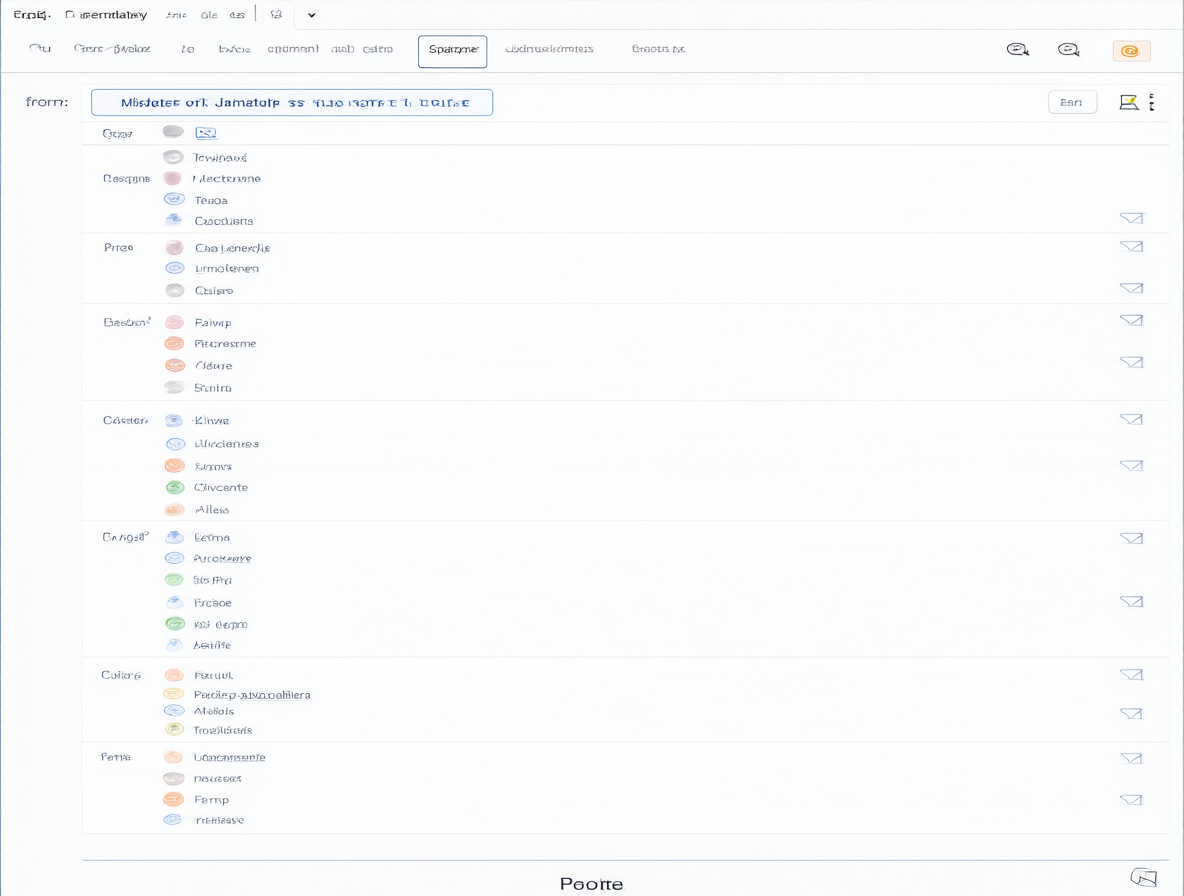 Captura de pantalla de la interfaz web de Gmail que muestra resultados de búsqueda organizados por remitente