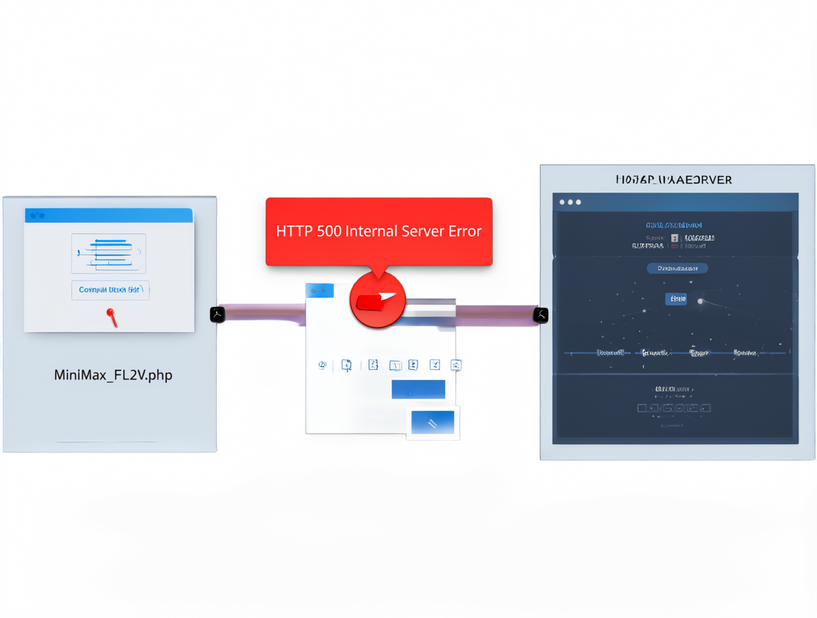 An illustration of a PHP script failing to connect to ComfyUI due to an internal server error.