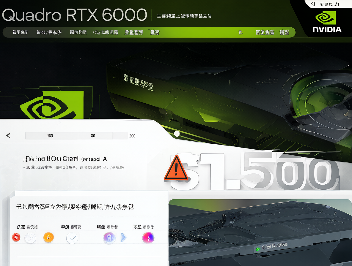 An illustration of an eBay listing for a Quadro RTX 6000 priced at $1,500 next to a warning icon.