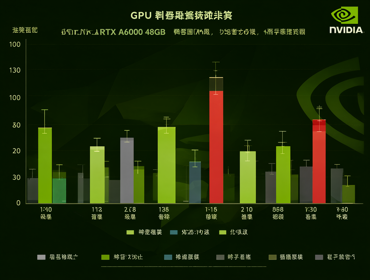 An infographic chart comparing the GPU market prices with green and red zones for NVIDIA RTX A6000 48GB cards.