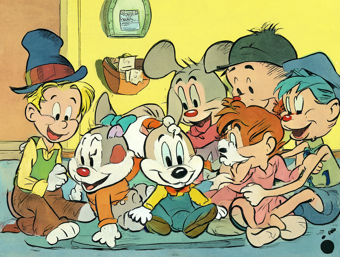 Oswald con sus hijos Floyd y Lloyd en un panel de cómic