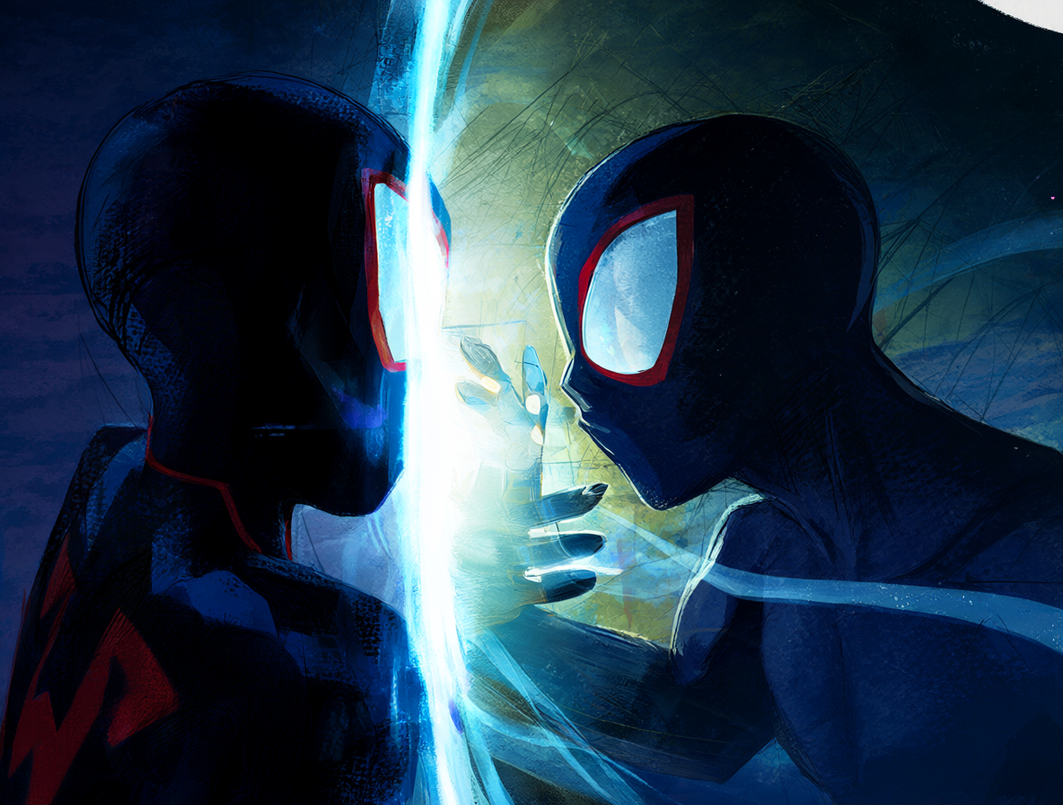 Miles Morales observando un portal hacia el universo Ultimate alternativo