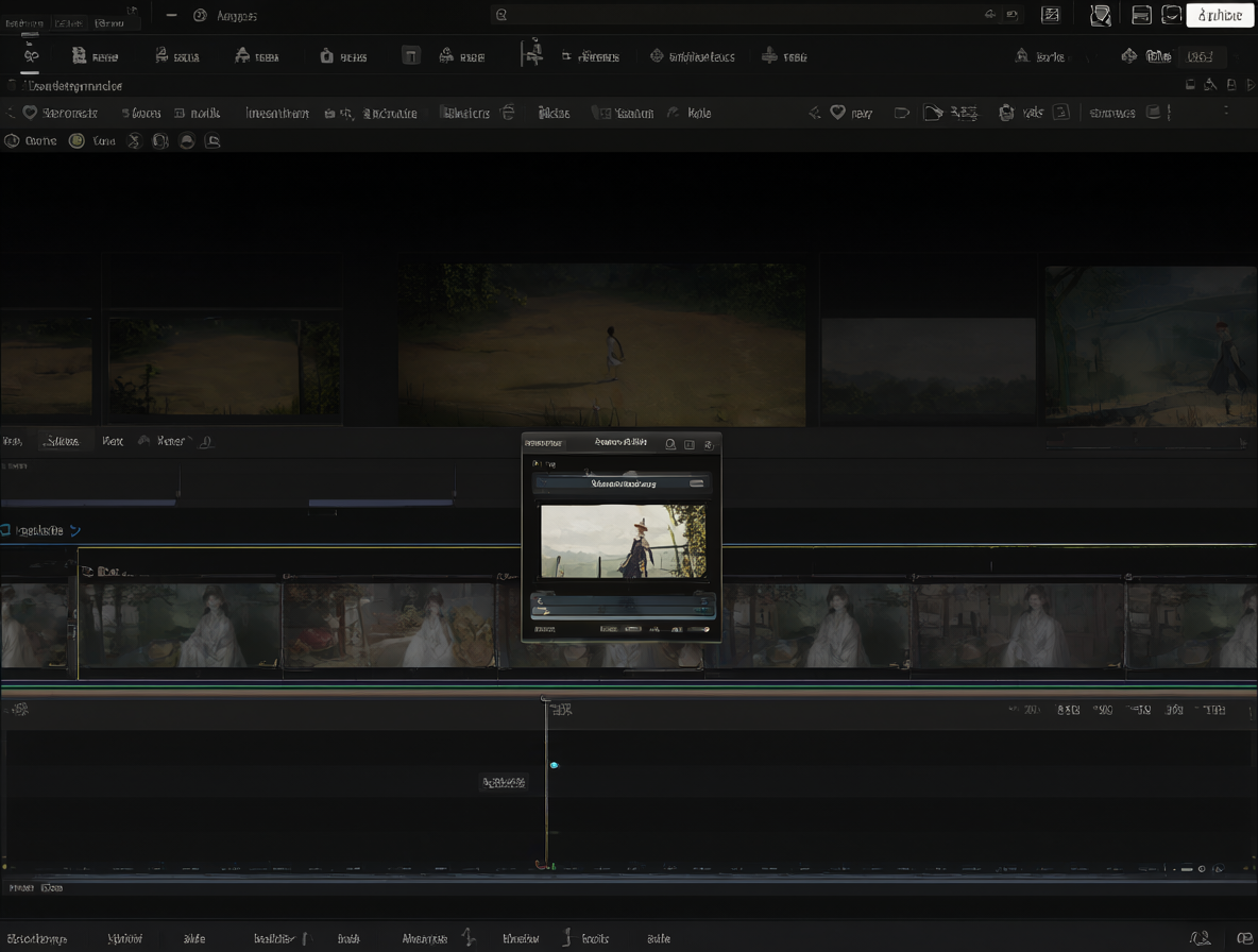 Vista del editor de secuencias de Blender con un cuadro flotante visible sobre la línea de tiempo.