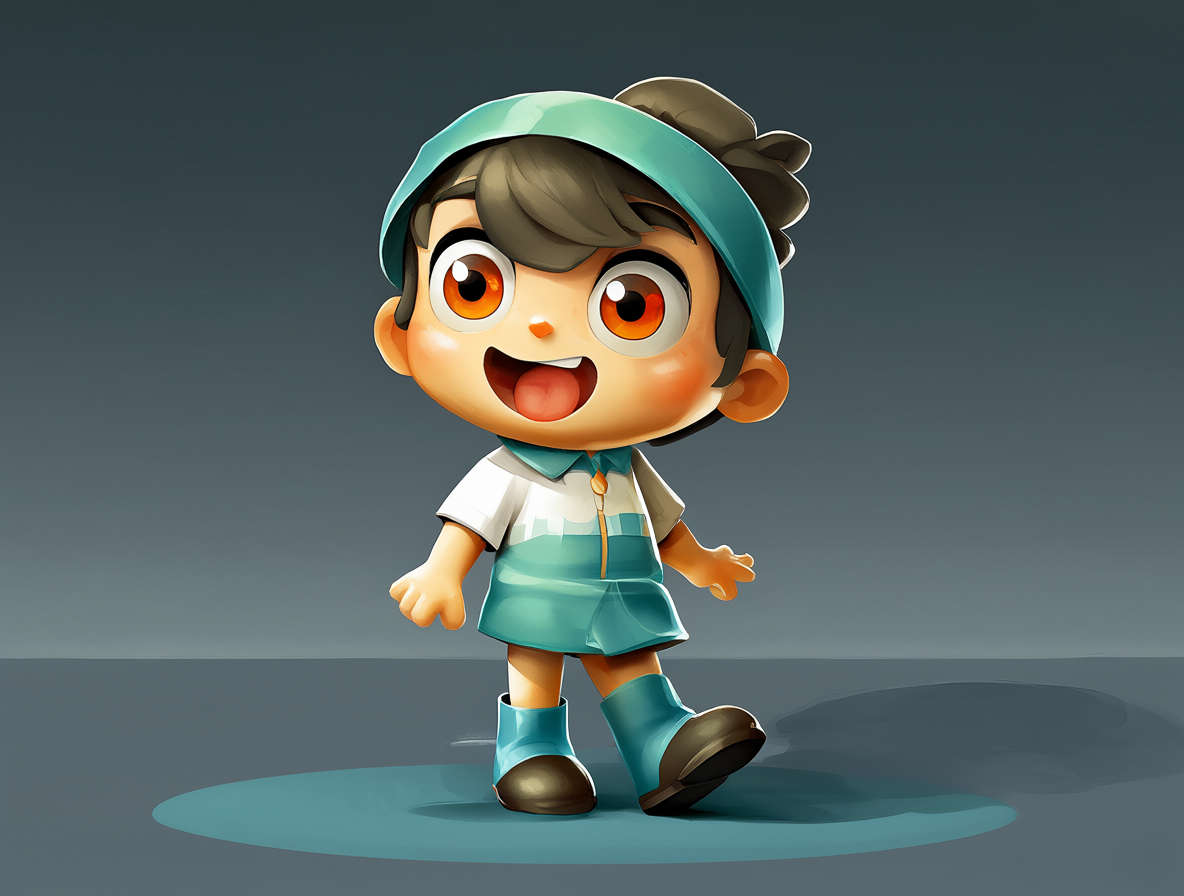 Personaje digital girando completamente para mostrar el concepto de rotación corporal en lugar de movimiento de cámara.