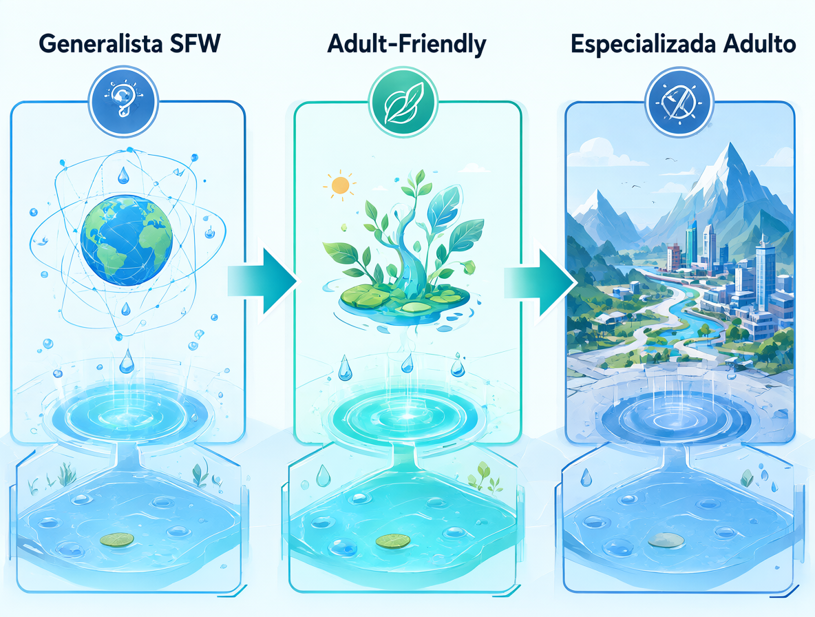 Diagrama del mercado de plataformas NSFW para video con IA