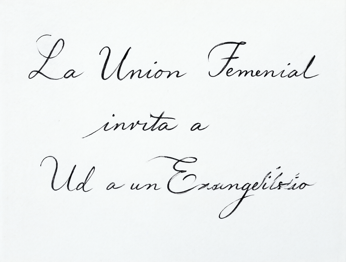Foto nítida de una tarjeta de invitación religiosa escrita a mano con tinta negra sobre fondo blanco.