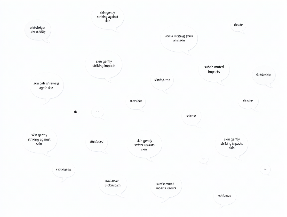 Bubble icons showing English prompts for sound descriptions.