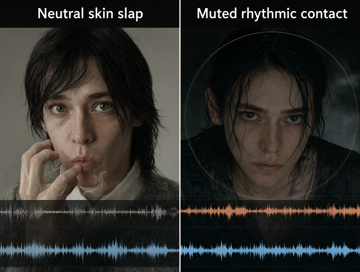 Waveform split-screen comparison of neutral versus muted audio prompts.