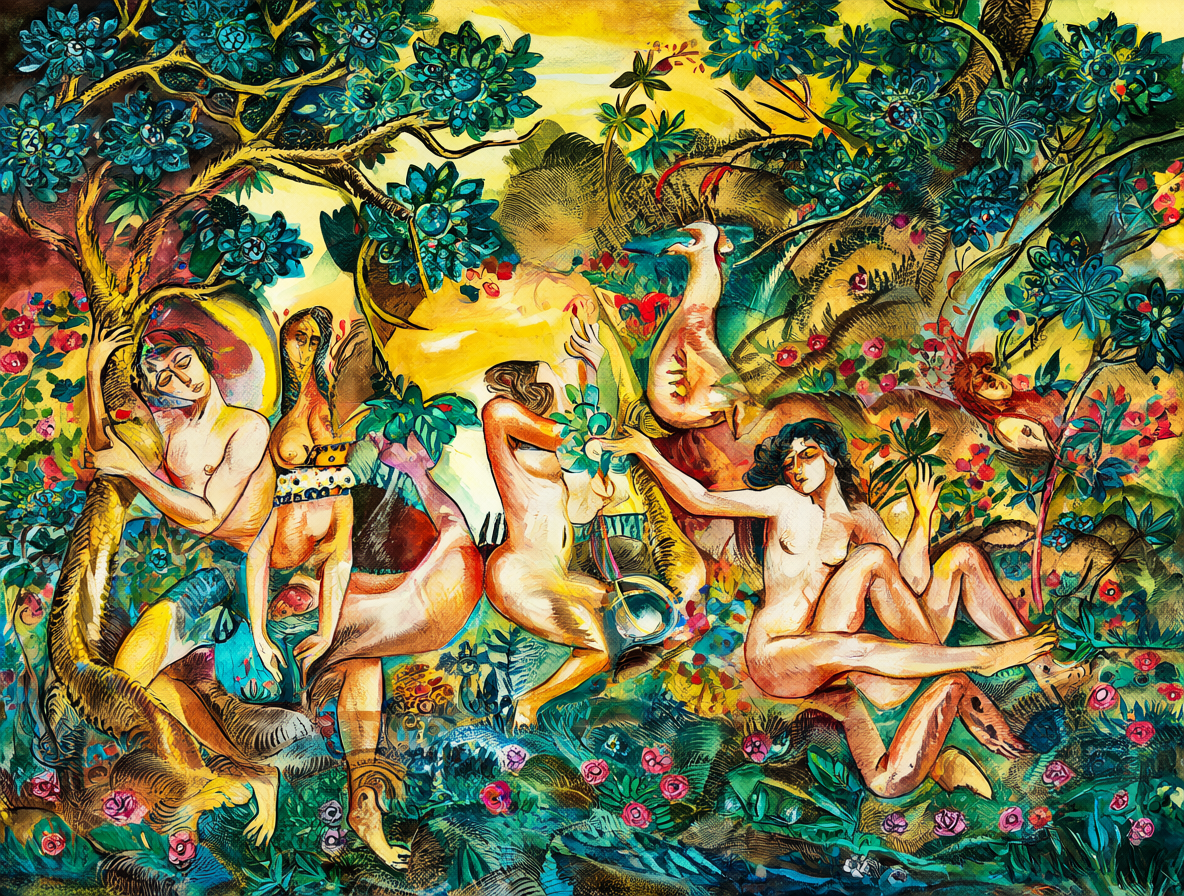 Arte visual celebrando el erotismo y el deseo en el Cantar de los Cantares.