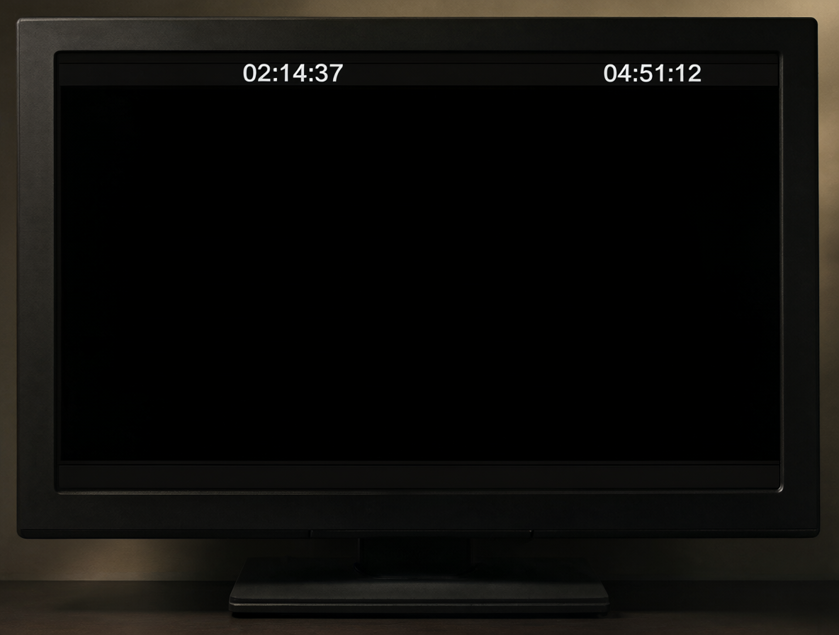 Una pantalla mostrando un fade a negro entre dos timestamps, simbolizando la edición del material recuperado.