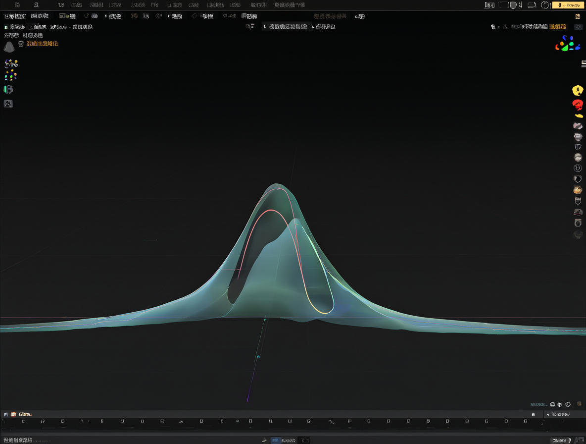 Editor gráfico mostrando la curva de volumen del audio en el software.