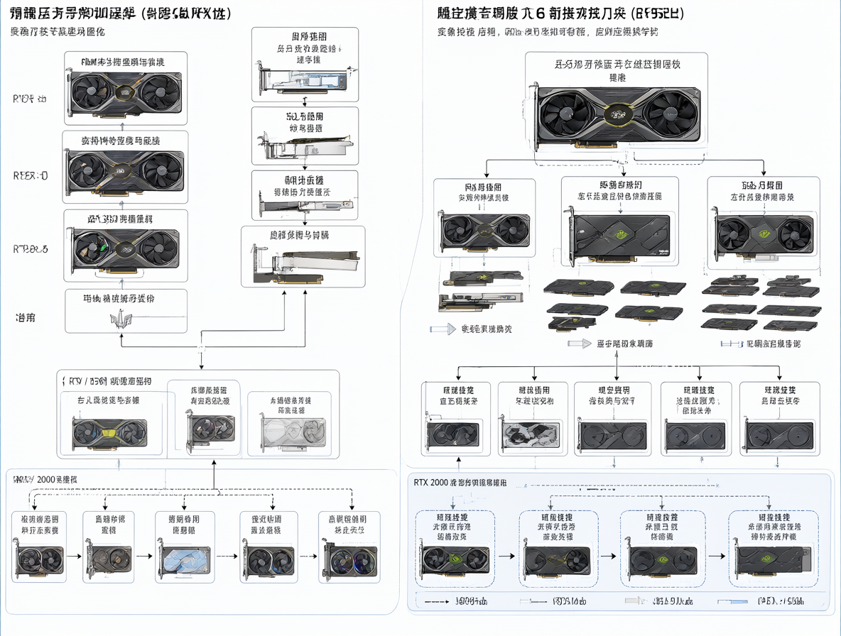 Infografía técnica mostrando las dos líneas de productos de NVIDIA y sus diferencias de VRAM.