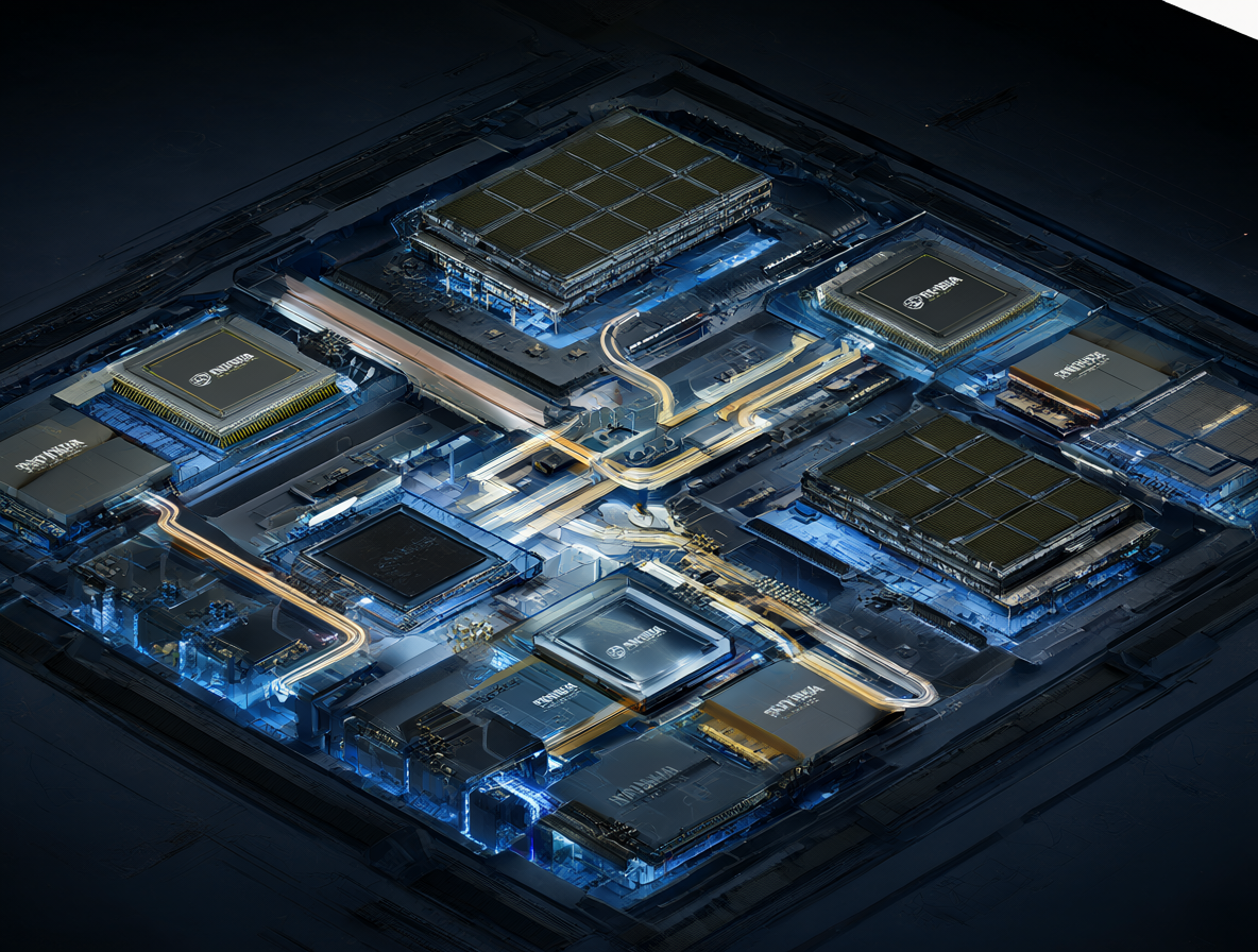 Vista detallada del chip Blackwell integrado con CPUs conectados por NVLink-C2C.