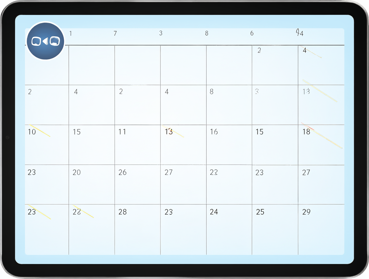 Una interfaz de calendario digital con fechas tachadas y un icono de videoconferencia