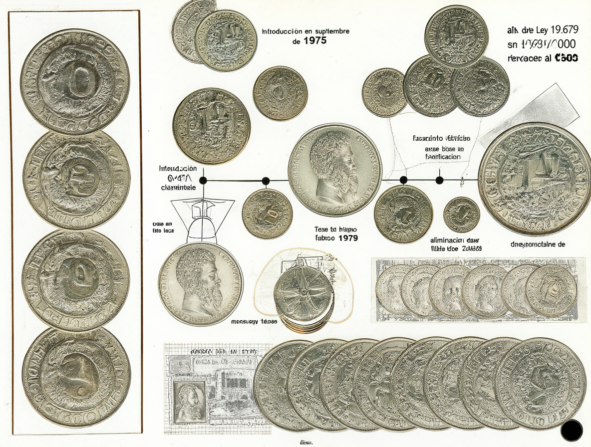 Collage histórico mostrando las monedas de centavos chilenas, una línea de tiempo con fechas clave desde 1975 hasta 1999, y el billete de $500 que reemplazó a los centavos.