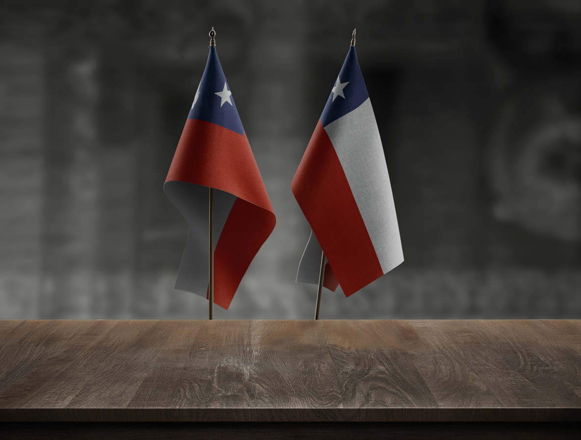 Símbolos legales representando el reconocimiento del TEA bajo la legislación chilena.