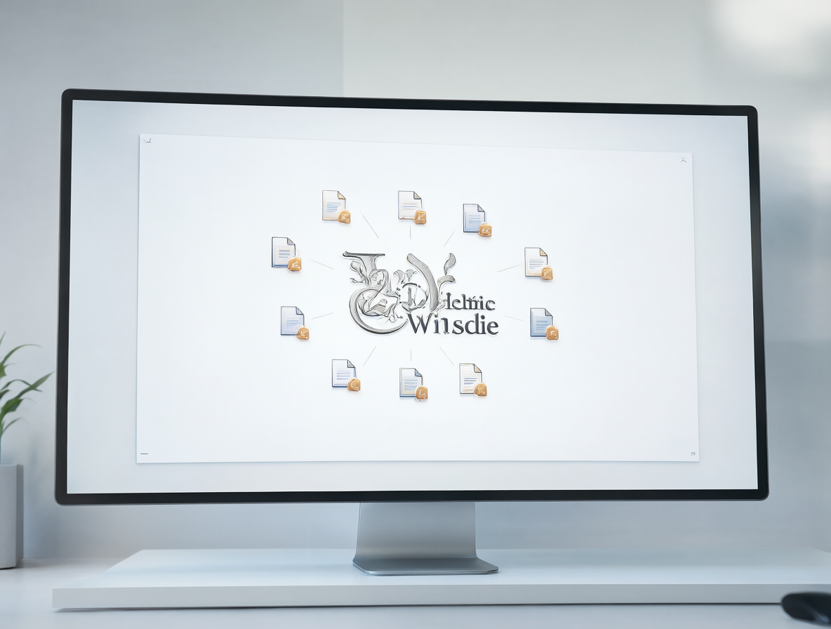 Logotipo de MediaWiki en un entorno de trabajo digital limpio y moderno.