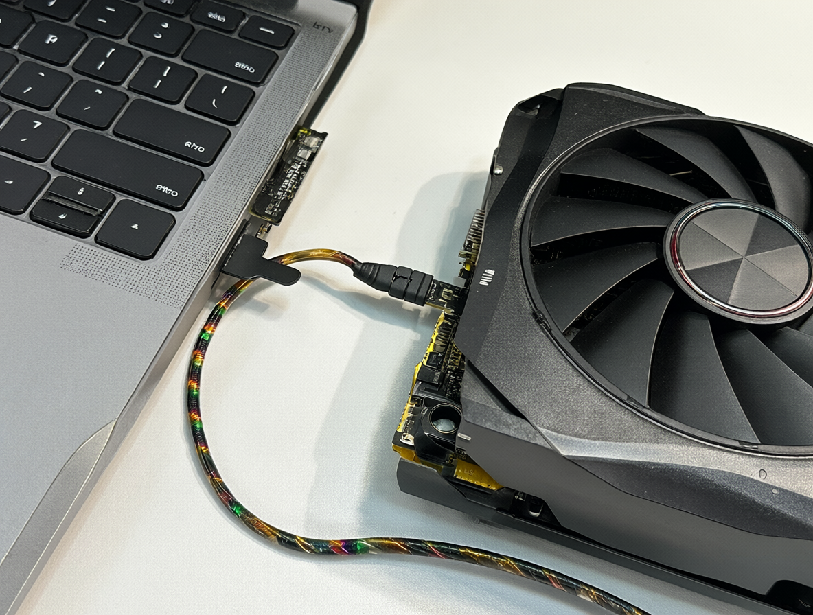 Configuración de adaptador para GPU externa conectada a un notebook