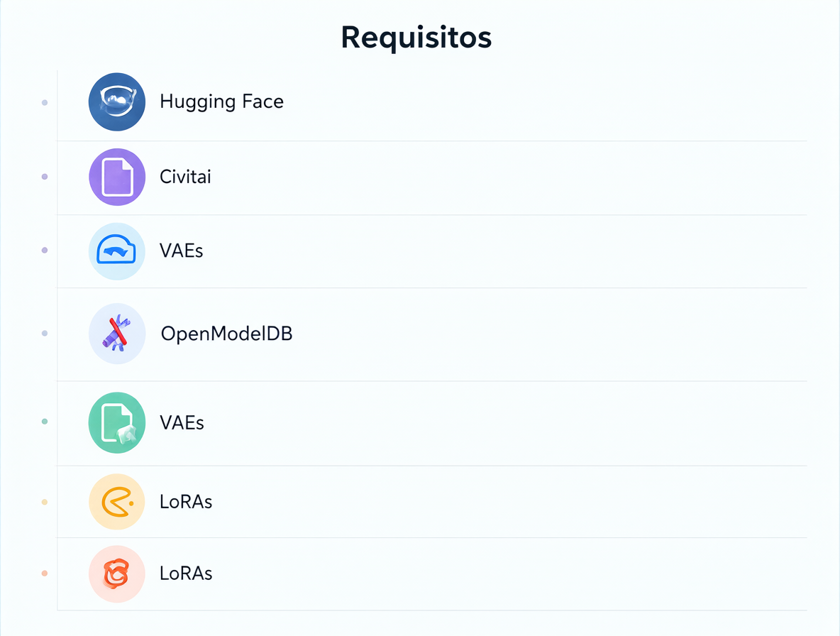 Una lista de requisitos con enlaces directos a plataformas de descarga.