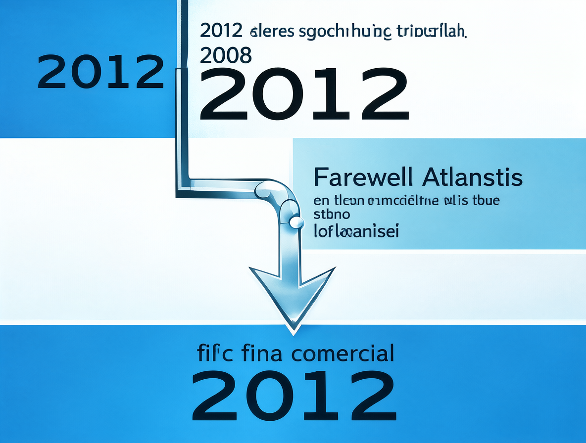 Diagrama mostrando cómo el título de la película evolucionó de un borrador a 'Farewell Atlantis' y finalmente a '2012'.