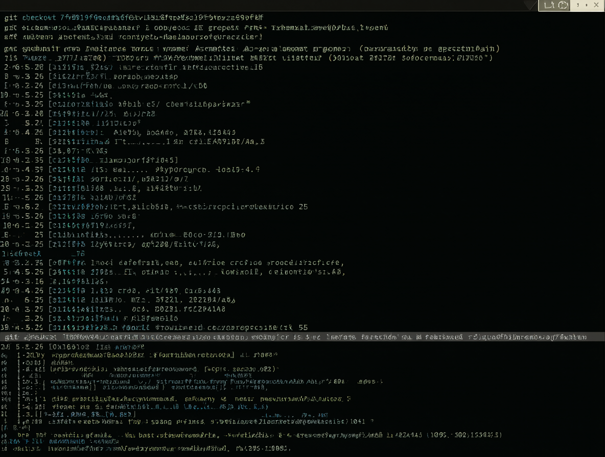 Una terminal mostrando un comando de Git que confirma la actualización a un hash específico.